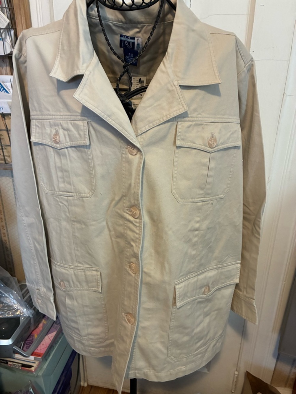 Venezia Light Beige Utility Jacket with Patch Pockets